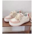 Kawaii Canvas Casual Sneakers for Women, Comfortable Knitted Upper, PVC Outsole, Size 36-40, Pink and White. 