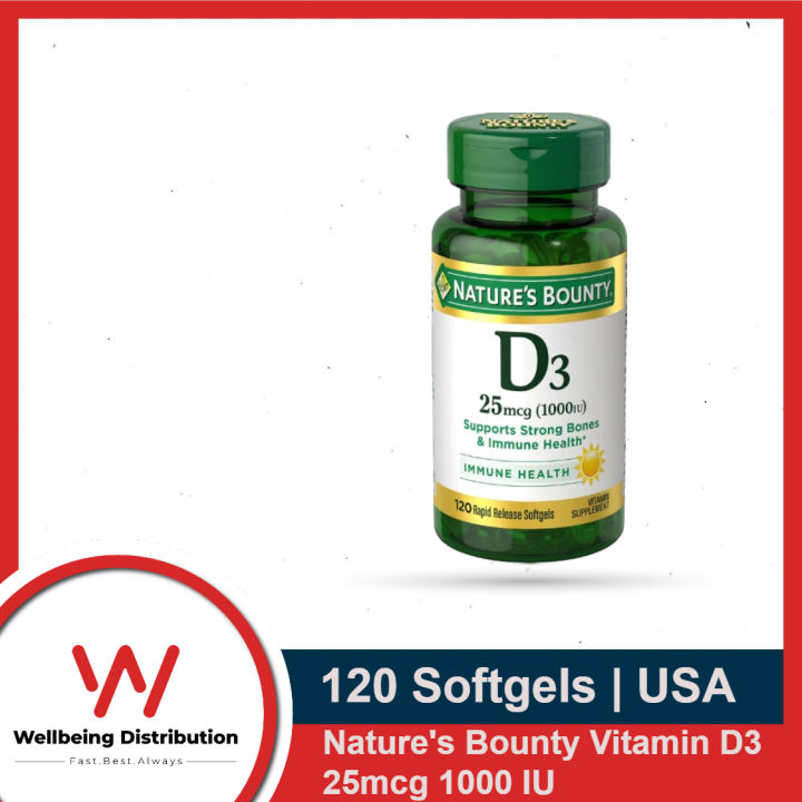 Nature's Bounty Vitamin D3 25mcg 1000 IU -120 Softgels - Goodhealthcapsule (International)