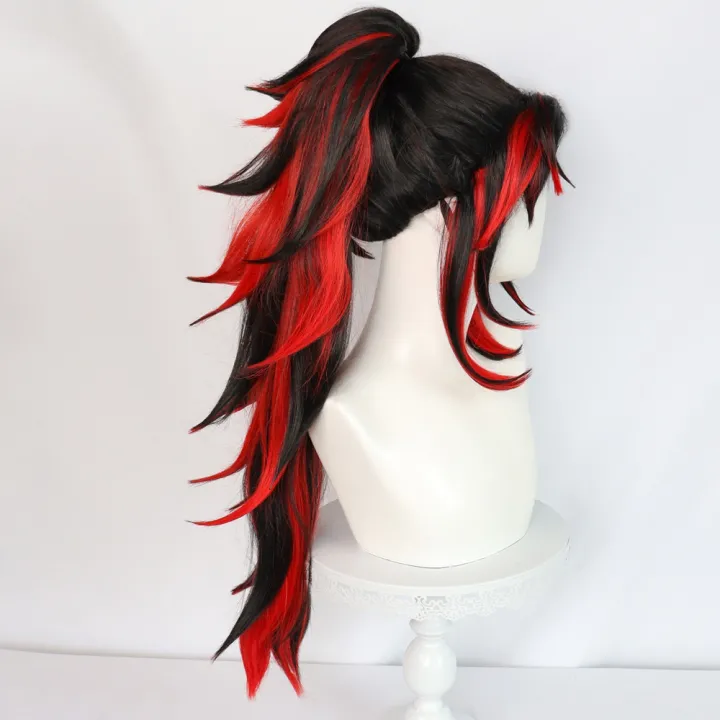 RANYU%20Synthetic%20Women%20and%20Men%20Tsugikuni%20Yoriichi%20Wigs%20Long%20Black%20Red%20Mix%20Anime%20Cosplay%20Hair%20Heat%20Resistant%20Wig%20for%20Party%20-%20Image%203
