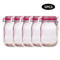 【Exclusive Offer】 5PCS Reusable Mason Jar Bottles Bags Nuts Candy Cookies Bag Waterproof Seal Fresh Food Storage Bag Snacks Sandwich Zip Lock Bags.