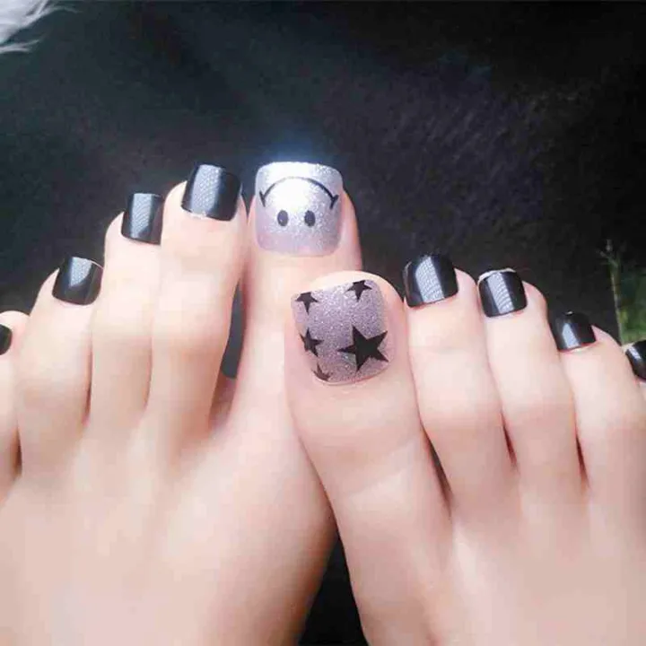 24Pcs%20Shiny%20Artificial%20False%20Toe%20Nails%20Navy%20Blue%20Bloom%20Toenails%20With%20Design%20Press%20On%20Manicure%20Tools%20-%20Image%205