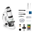 Kids Science Microscope Kit Spare Parts Accessories 60-180X Educational Mini Pocket Handheld Smart Phone Microscope with LED Light White+Black. 