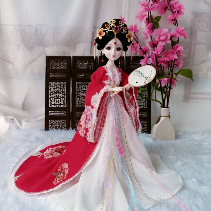 CUANFEN%201/6%20BJD%20Chinese%20Ancient%20Doll%20Hanfu%20Clothes%20Trailing%20Skirt%20Headdress%20Fairy%20Princess%20Doll%20Chinese%20Drama%20Doll%20Toys%20for%20Girls%20-%20Image%205