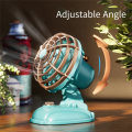 Retro Mini Desktop Fan 400mAh USB Rechargeable Outdoor Desk Fan,Blue.
