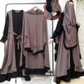 High-Quality Stylish Hijab Niqab Khimar Borka Set - Dubai Charry Fabric in Milk Coffee Color, Elegant Choice - Easy to maintain. 