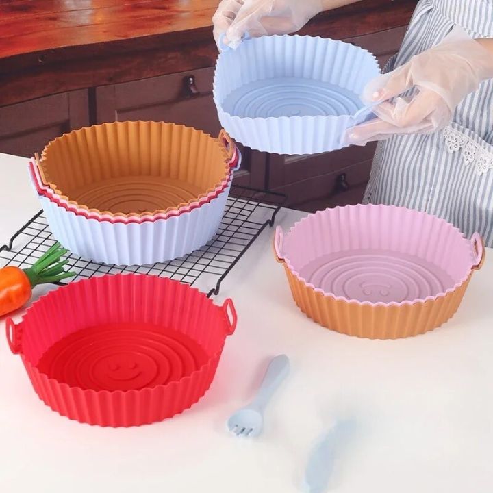 Air Fryers Oven Baking Tray AirFryer Silicone Basket Silicone Mold Pizza Mat Round Replacement Grill Pan Air Fryer Accessories