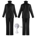 Anime Jujutsu Kaisen - Gojo Satoru Cosplay Costume White Grey Wig Boys Men School Uniform Suit Carnical Role-playing Props. 