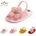 【7Rings Store】(New) summer baby girl sandals big flower soft cotton anti-slip newborn toddler Princess girl shoes elastic baby sandals.