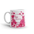 Happy Anniversary Ceramic Mug – Romantic Printed Coffee Cup Gift for Husband, Wife, Couples | Stylish Love Mug with Heart & Rose Design | Perfect Anniversary Gift for Him & Her INTE-2459.