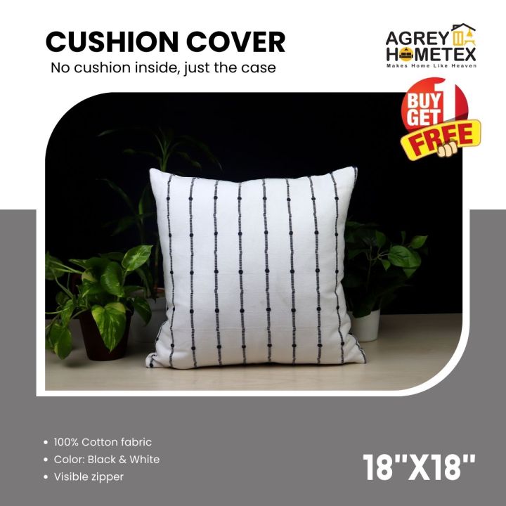 Cushion Cover, Black & White (18"x18") Only Cover