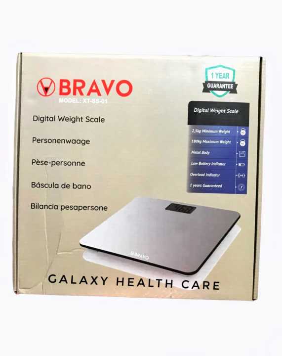BRAVO%20Stainless%20Steel%20Digital%20Body%20Weight%20Bathroom%20Scale%20Step-On%20Technology%20Large%20Blue%20LCD%20Backlight%20Display,%20400%20Pounds%20,%20Grey,%2012x12%20Inch%20(Pack%20of%201)%20-%20Image%203