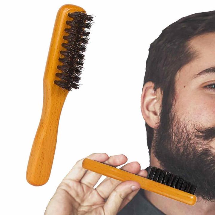 Boar Bristle Beard Brush Anti Static Styling Comb With Wood Handle Men Hairdressing Face Hair Shaving Mustache Grooming Kit Tool