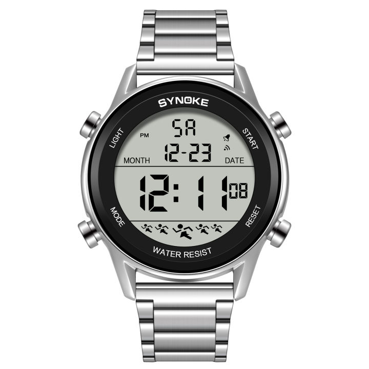 SYNOKE Stainless Steel Strap Digital Men's Watches Chrono Clock - Main Image