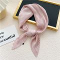 2022 Pleated Satin Scarf for Women Neckerchief Ribbon Square Skinny Hair Tie Band Kerchief Satin Foulard Scarves Headscarf. 