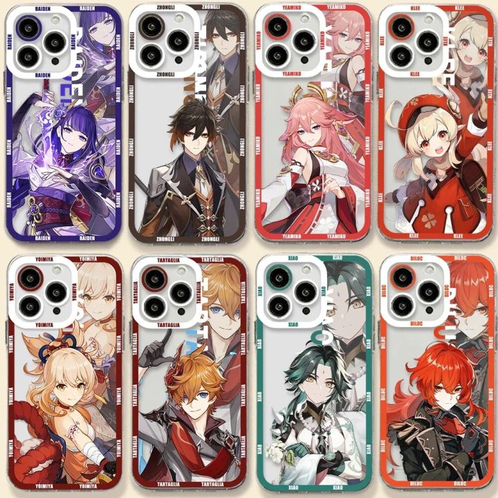 Genshin Impact Phone Case For iPhone 15 14 13 12 11 Pro Max Mini X XS Max XR SE 7 8 Plus Anime Cover Funda For iPhone 11 Case