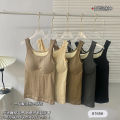 Autumn and Winter New Thickened Fleece-Lined U Collar Thermal Underwear Warm Vest Women's Underwear Base Shirt with Chest Pad.