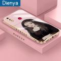 Dienya For Realme 3 Case Fashion Tide Spoof Mona Lisa Side New Design Phone Case Square Edge Pattern Silicone Softcase Luxury Plating Casing Full Cover Camera Shockproof Protection Cases. 