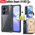4 in 1 Infinix Smart 10 HD Shockproof Phone Case For Infinix Smart 10 Plus Smart 10 Smart 9 Full Coverage Tempered Glass Screen Protector and Lens Film and Back Film. 