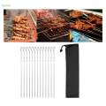 12Pcs Kabob Skewers for Grilling Metal Flat Stainless Steel Long BBQ Skewers 14 Inch.