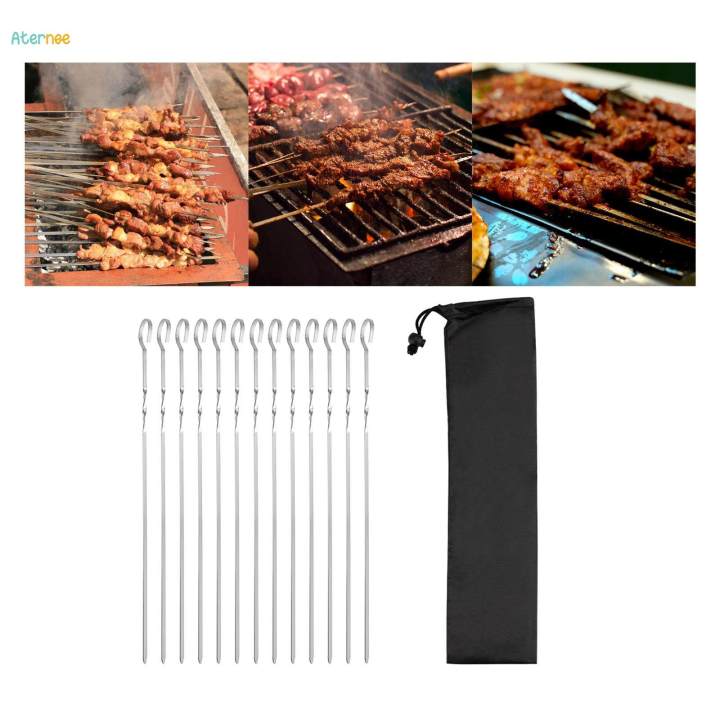 12Pcs%20Kabob%20Skewers%20for%20Grilling%20Metal%20Flat%20Stainless%20Steel%20Long%20BBQ%20Skewers%2014%20Inch%20-%20Image%209