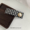 Camellia after the rain ~ Houndstooth small fragrance autumn and winter hairpin on the back of the head for women with big BB clip bangs clip large intestine hair tie.