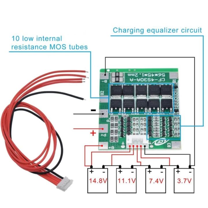 4S%2030A%2014.8V%20Li-ion%20Lithium%2018650%20Battery%20BMS%20Packs%20PCB%20Protection%20Board%20Balance%20Integrated%20Circuits%20-%20Image%202