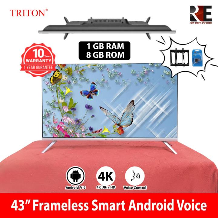 triton 43 inch frameless smart android voice 4K led tv