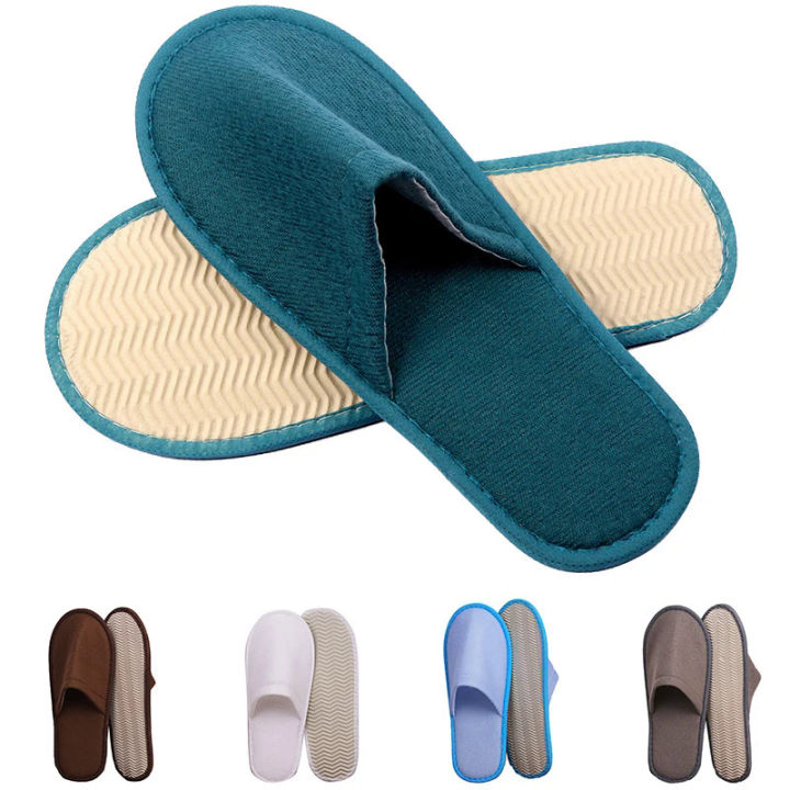 Pair Solid Color Home Slippers Men Women Disposable Travel