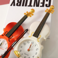 Simulation Violin Alarm Clock Musical Instrument Shape Table Clock Living Room Plastic Ornaments,Red Easy Install.