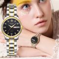 Luxury Rhinestone Decor Quartz Watch Waterproof Calendar Luminous Analog Wristwatch For Daily Life Business Travel Vacation.