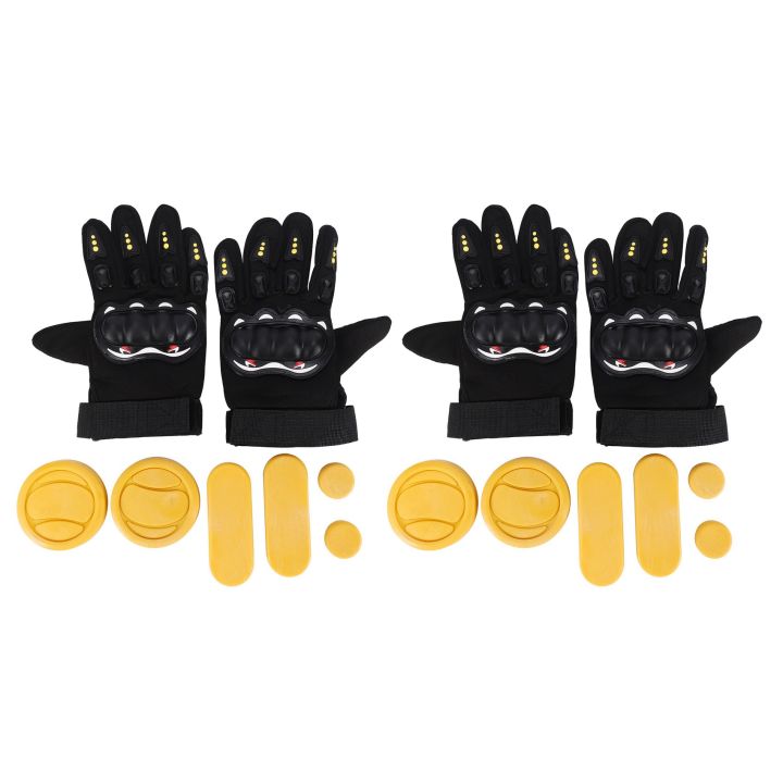 ARELENE 2X DIY Longboard Slide Gloves Skateboard Gloves Foam Protector Downhill Longboarding Skate Gloves with Slider Puck