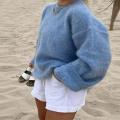 Autumn O-neck sweater Cozy Fashion Women's Rib knitted sweater Winter Casual Mohair sweater for All-match Outdoor Daily wear Office attire Street style.
