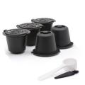 5 Reusable Nespresso Capsules Refillable Coffee Capsule Filter with Nespresso Coffee Machines with Coffee Spoon Brush. 