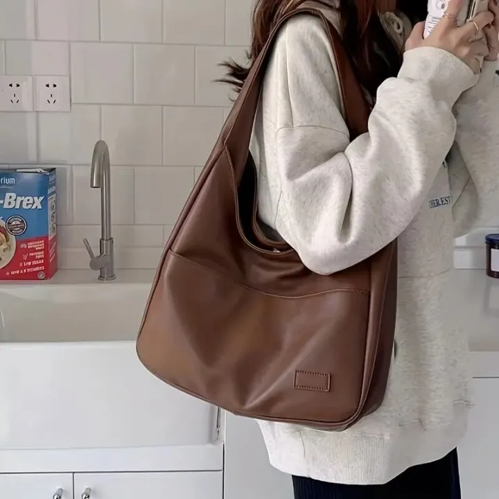 Women%20Hobo%20Bag%20Simple%20PU%20Leather%20Solid%20Shoulder%20Bag%202023%20Fashion%20Large%20Capacity%20Handbag%20For%20School%20Work%20-%20Image%204