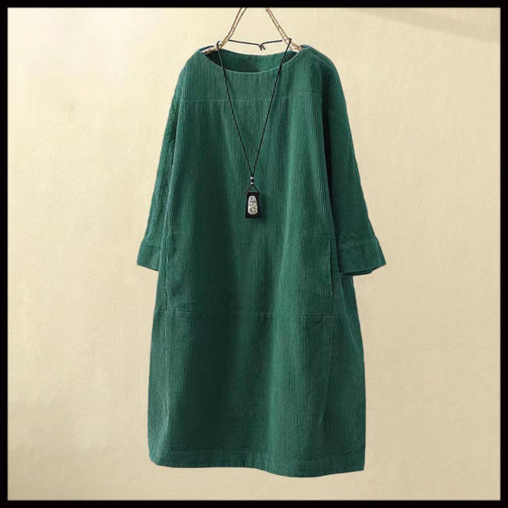 Versatile%20Tunic%20dress%20Fashionable%20Stylish%20Oversize%20Corduroy%20dress%20Comfortable%20With%20pockets%20Long%20sleeve%20dress%20for%20Casual%20wear%20%20dress%20Autumn/winter%20fashion%20Women's%20fashion%20Day-to-night%20outfit%20-%20Image%202