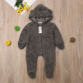 Baby Fashion Jumpsuit Solid Color Hooded Zipper Closure Long Sleeve Comfortable Breathable Casual Romper. 