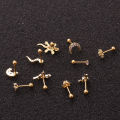【Hey my home】New Style Stainless Ear Piercing Stud Cz Gecko Moon Cartilage Conch Screw Back Earring. 