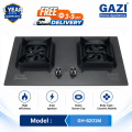 Gazi Smiss GH-8201M Double-Burner Gas Stove – Energy Saving, Marvel Top, Auto Ignition, Brass Burner Cap, Blue Flame, LPG & Natural Gas Compatible..