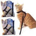 Cat harness belt and Leash Strong Nylon Black Rope Adjustable Kitten Collar. 