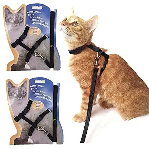 Cat%20harness%20belt%20and%20Leash%20Strong%20Nylon%20Black%20Rope%20Adjustable%20Kitten%20Collar%20-%20Image%202