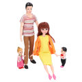 Family Dolls Set Of 5 People With 3 Kids Dad Pregnant Mom Girl Pretend Play Toys. 
