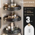 1/2/3pcs Bathroom WC Wall Shelf Triangle Shower Storage Rack Bath Shampoo Wall Free Punching Black Aluminum Toilet Corner Shelf. 
