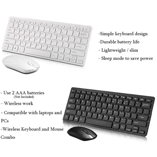 KM901 Keyboard Mouse Combo 2.4G Wireless 78 Key Mini Keyboard and Mouse - White