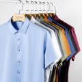 Casual Short Sleeve Shirts for Men 5XL Stretch Solid Color Soft Half Sleeve Men Shirt Business Regular Fit Without Front Pocket. 