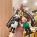 Kawaii Sheep Shaun Keychain Cartoon Figure Bitzer Naughty Pig Animation Action Toys Pvc Car Keyring Backpack Pendant Kids Gift. 