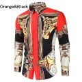 New Luxury Royal Shirt Men Casual Slim Fit Long Sleeve Men Paisley Print Shirt Camisa Social Prom Party Shirt Cool Popular Tops.