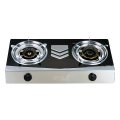 Gazi GST-215C Double Burner Gas Stove - Black and Silver (NG Only). 