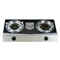 Gazi GST-215C Double Burner Gas Stove - Black and Silver (NG Only).