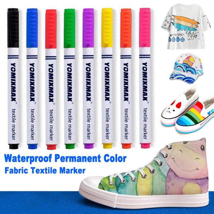 8Pcs Waterproof Permanent Color Fabric Textile Marker Pen For T Shirt Shoes Clothes Wood Stone DIY Art Graffiti Drawing Painting
