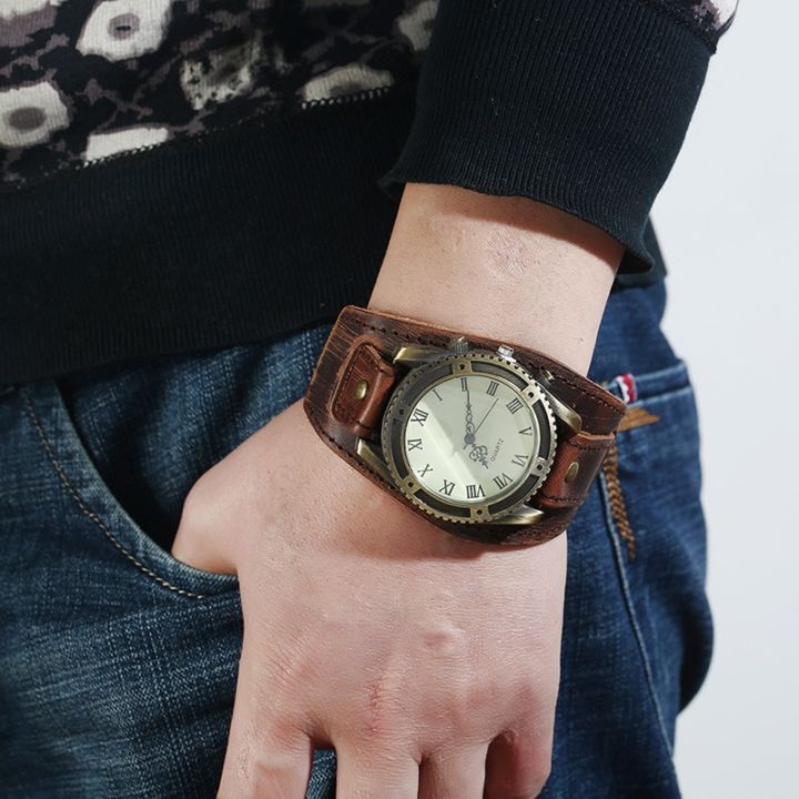 Boho%20Handmade%20Sew%20Wide%20Belt%20Strap%20Leather%20Men%20Pointer%20Watch%20Bracelets%20For%20Women%20Male%20Punk%20Vintage%20Jewelry%20-%20Image%204